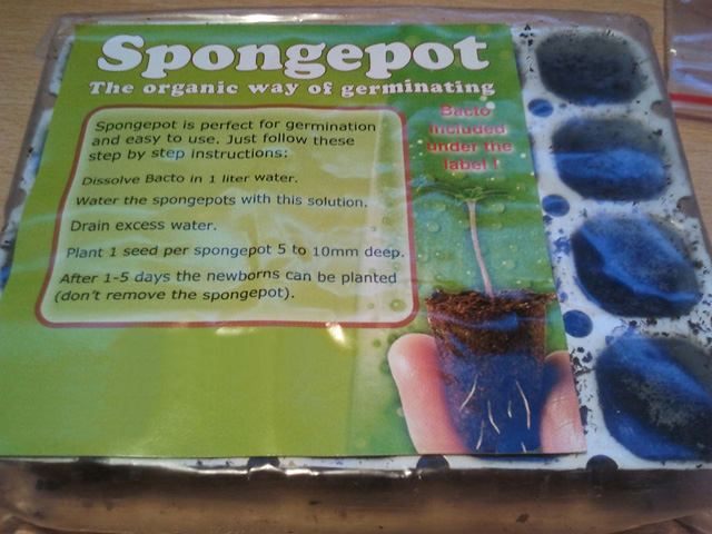 Spongepot Verpackung mit der Anleitung auf dem Etikett