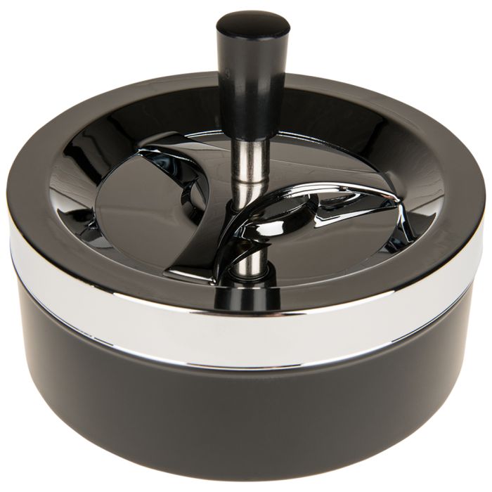 Runder Aschenbecher Mit Deckel - Schwarz (140 mm) main product photo