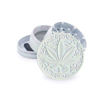 Aluminium Grinder 4 teile | Cannabisblatt (Fire-Flow) 50 mm