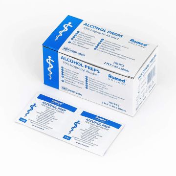 Desinfektionstücher Alkoholtücher 65 x 30 mm (Romed) 100 Stückl