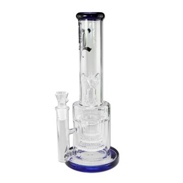 Glas Weed & Dab Bong | Triple Turbine (Black Leaf)