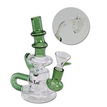 Glas Recycler Mini Bong (Black Leaf) 2 in 1