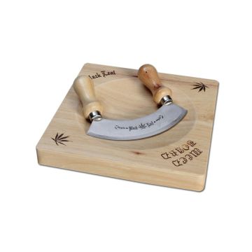 Grinder Board aus Holz mit Wiegenmesser (Black Leaf) 200 mm